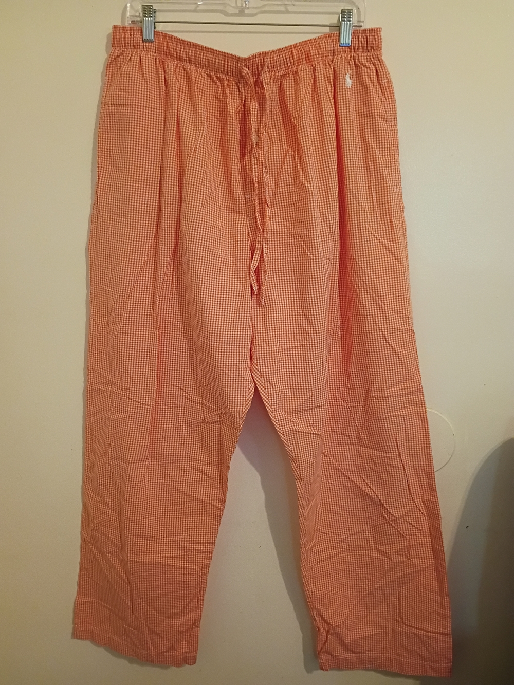 Polo by Ralph Lauren Orange Gingham Drawstring Pajama Pants Pants Sz 36/38